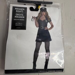 Miranda Rights Police Officer Costume Adult Small 2-4 Dress Hat Belt Handcuffs